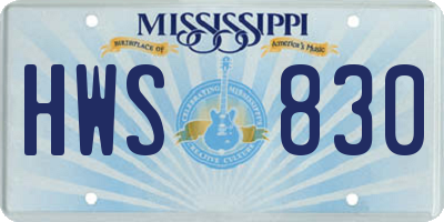 MS license plate HWS830