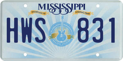 MS license plate HWS831