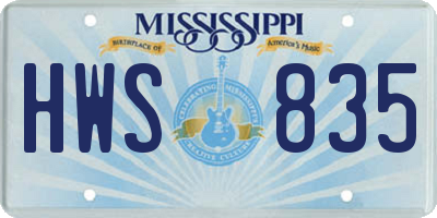MS license plate HWS835