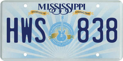 MS license plate HWS838