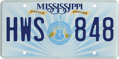 MS license plate HWS848
