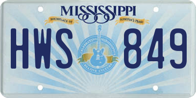 MS license plate HWS849