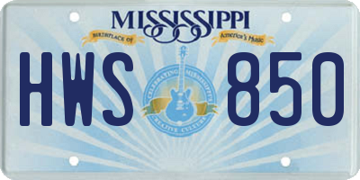 MS license plate HWS850