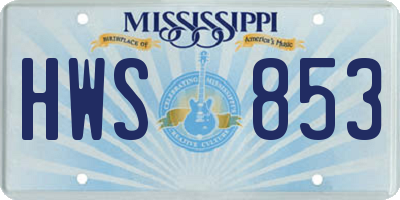 MS license plate HWS853
