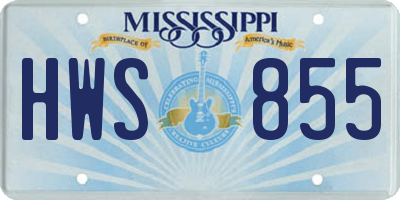 MS license plate HWS855