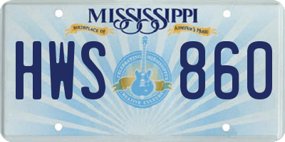 MS license plate HWS860