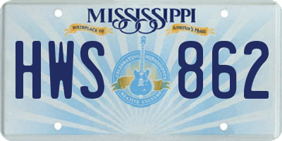 MS license plate HWS862