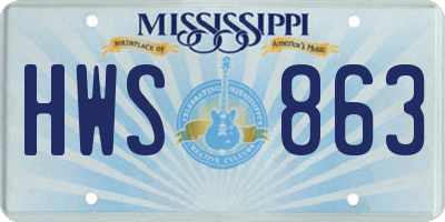 MS license plate HWS863