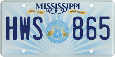 MS license plate HWS865