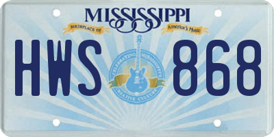 MS license plate HWS868