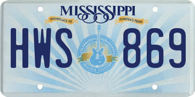 MS license plate HWS869