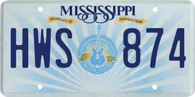 MS license plate HWS874