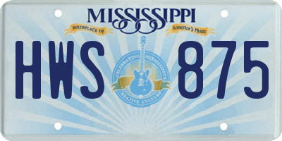 MS license plate HWS875
