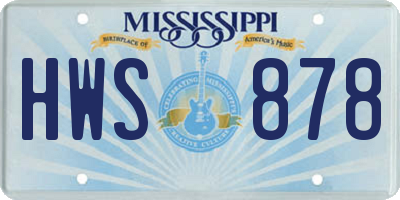 MS license plate HWS878