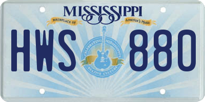 MS license plate HWS880