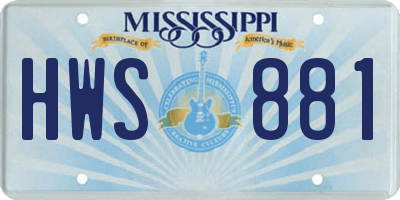 MS license plate HWS881