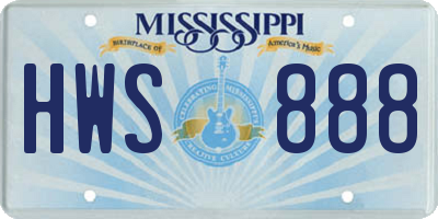 MS license plate HWS888