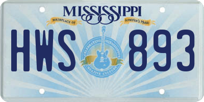 MS license plate HWS893