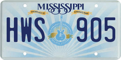 MS license plate HWS905
