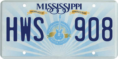 MS license plate HWS908