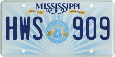 MS license plate HWS909