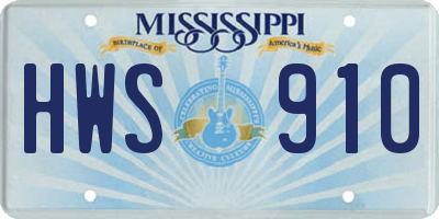 MS license plate HWS910