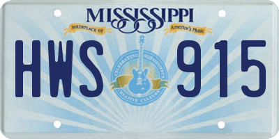 MS license plate HWS915