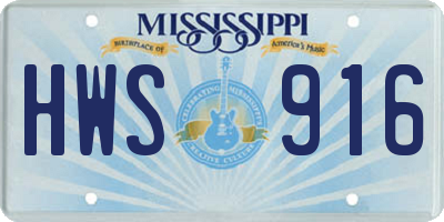 MS license plate HWS916