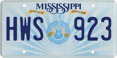MS license plate HWS923