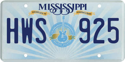 MS license plate HWS925