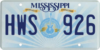 MS license plate HWS926