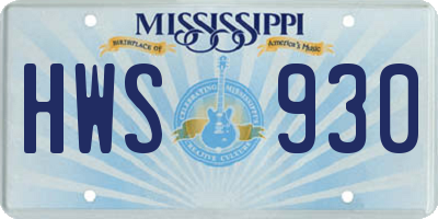 MS license plate HWS930
