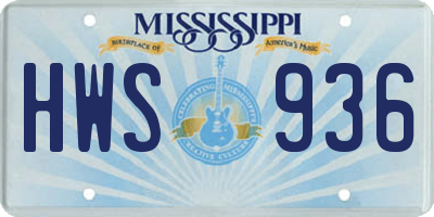 MS license plate HWS936