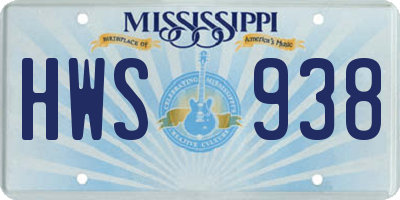 MS license plate HWS938