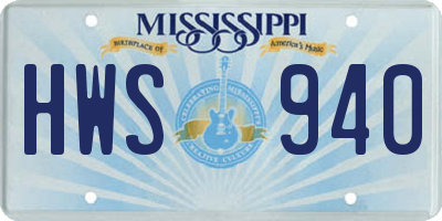 MS license plate HWS940