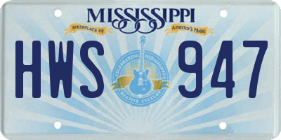 MS license plate HWS947