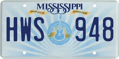 MS license plate HWS948