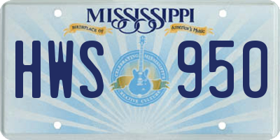 MS license plate HWS950