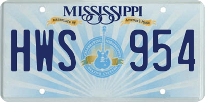MS license plate HWS954