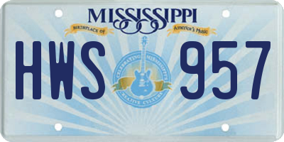 MS license plate HWS957