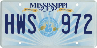 MS license plate HWS972