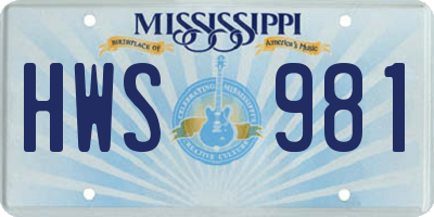 MS license plate HWS981