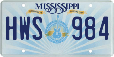MS license plate HWS984