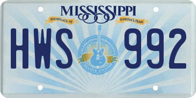 MS license plate HWS992