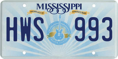 MS license plate HWS993