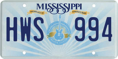 MS license plate HWS994