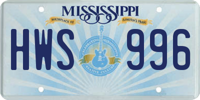 MS license plate HWS996