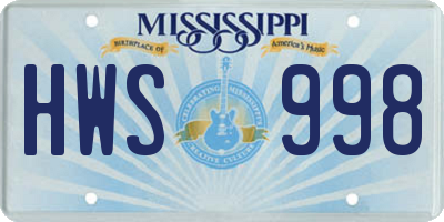MS license plate HWS998