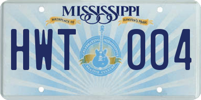 MS license plate HWT004