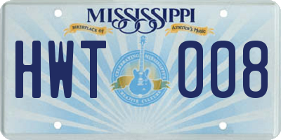 MS license plate HWT008